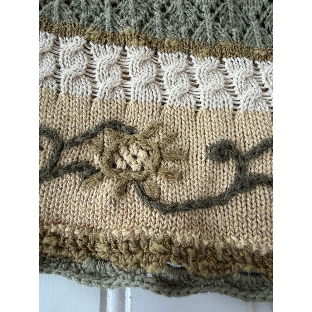Vintage Koret Cardigan Sweater Women's Medium Earth Tone Open Knit Crochet Style - Picture 3 of 8